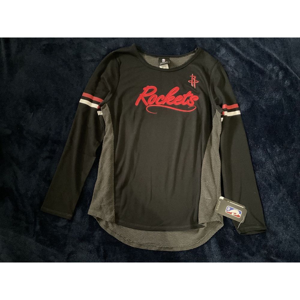 Women Juniors Houston Rockets Long Sleeve Shirt Mesh Back Medium 7/9